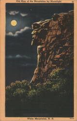 Old Man of the Mountains by Moonlight, White Mountains Postcard