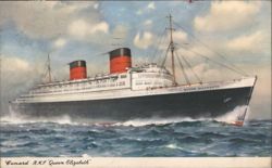 Cunard R.M.S. Queen Elizabeth Ocean Liner Postcard