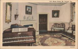Music Room, Mount Vernon, VA - Harpsichord, Flute, Guitar Postcard