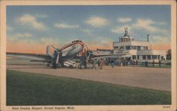 Kent County Airport, Grand Rapids, MI - Airplane & Terminal Postcard