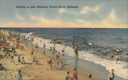Bathing in Lake Michigan, Grand Haven, Michigan Postcard