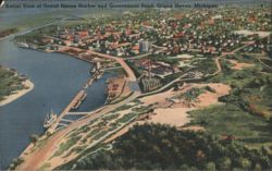 Aerial View of Grand Haven Harbor and Government Pond Postcard