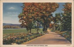 Autumn Road with Fall Foliage, Jefferson, IA Postcard
