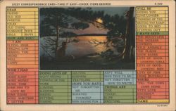 Dizzy Correspondence Card - Take It Easy - Check Items Desired Postcard