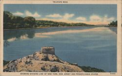 Tri-State Rock Monument, NY, NJ, PA Dividing Line Postcard