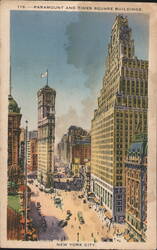 Paramount and Times Square Buildings, New York City Postcard