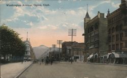 Washington Avenue, Ogden, Utah Street Scene Postcard