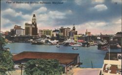Harbor and Skyline, Baltimore Postcard