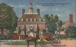 Royal Governor's Palace & Colonial Coach, Williamsburg, VA Postcard