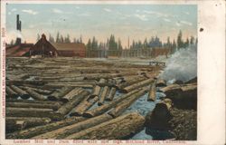 Lumber Mill and Dam filled with saw logs, McCloud River Postcard