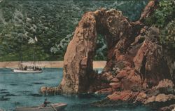 Arch Rock, Santa Catalina Island, CA with Sailboat & Rowboat Postcard