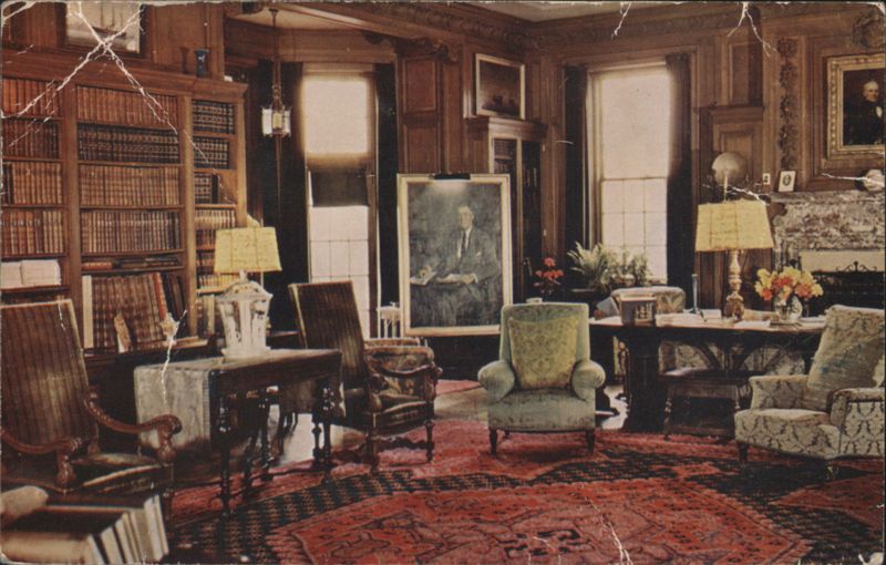 Living Room & Library, Franklin D. Roosevelt Home Hyde Park New York
