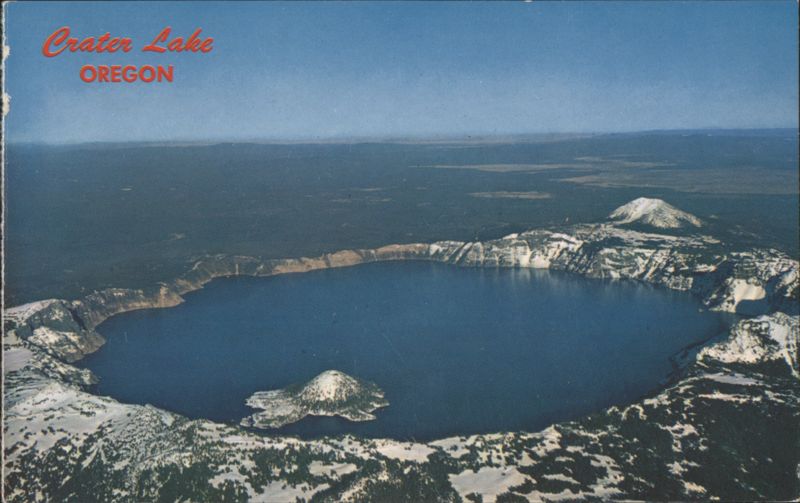 Crater Lake Oregon Aerial View Wizard Island Snow Crater Lake National Park