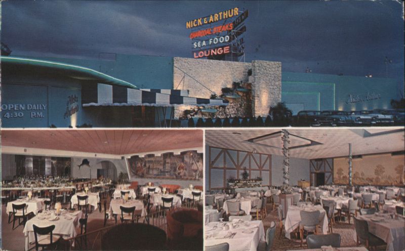 Nick & Arthur Restaurant, Charcoal Steaks Sea Food Lounge Miami Beach Florida