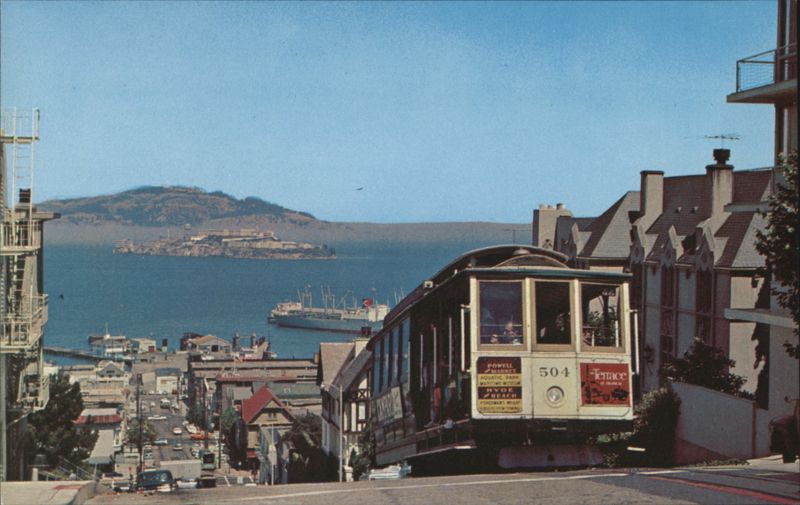San Francisco Cable Car, Hyde Street, Alcatraz View California
