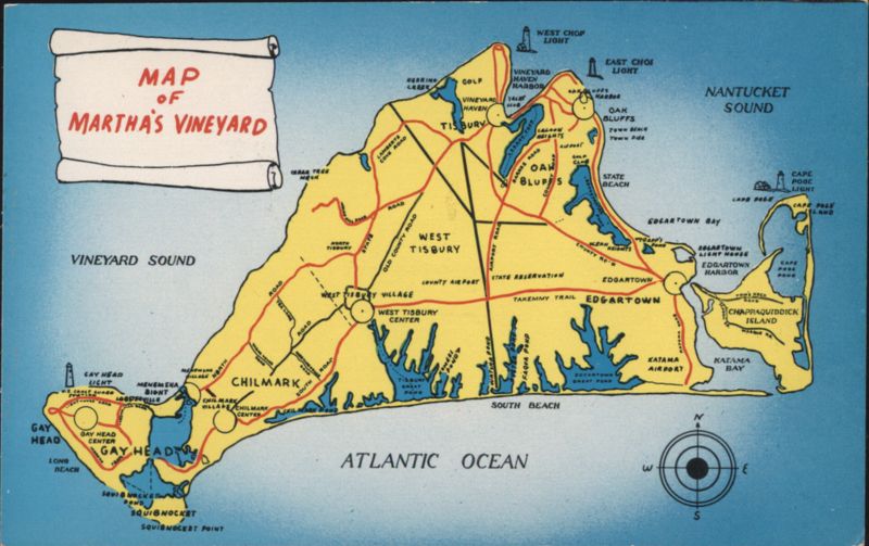 Map of Martha's Vineyard, Massachusetts