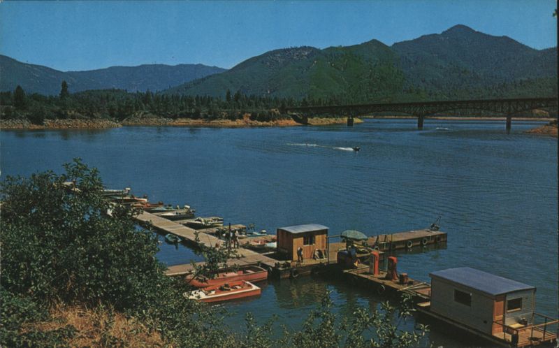 Shasta Lake Marina, Bridge, Boats & Mountains California
