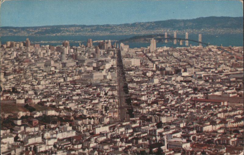 PANORAMA OF SAN FRANCISCO Twin Peaks Bay Bridge Market St California