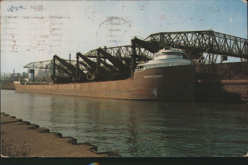 PHILIP R. CLARKE Ship, Iron Ore Unloading, Gary Steel Works Indiana