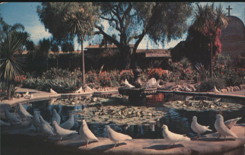 OLD MISSION SAN JUAN CAPISTRANO Fountain Garden Doves California