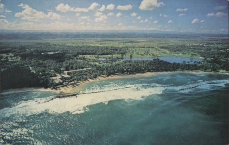 Dorado Beach Hotel Aerial View, Beachfront & Palms Puerto Rico