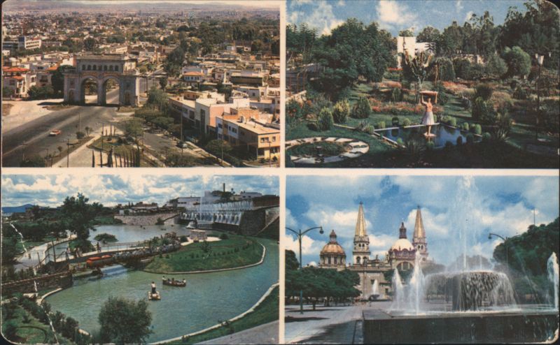Panoramic View, Blue Water & Alcalde Parks, Cathedral Domes Guadalajara Mexico