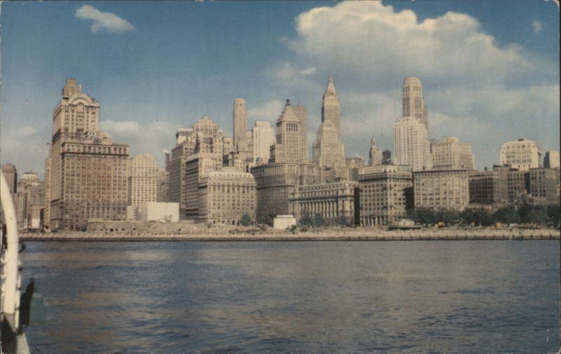 Manhattan Skyline from Statue of Liberty Boat, New York New York City