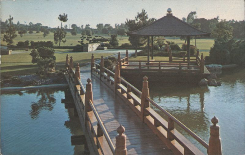 Japanese Gardens, Meditation House & Arched Bridge, Whittier California