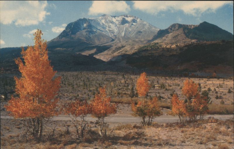 Lassen Peak from Devastated Area, Autumn Foliage California