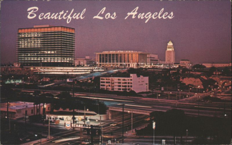 Beautiful Los Angeles Night View, Water & Power Building California