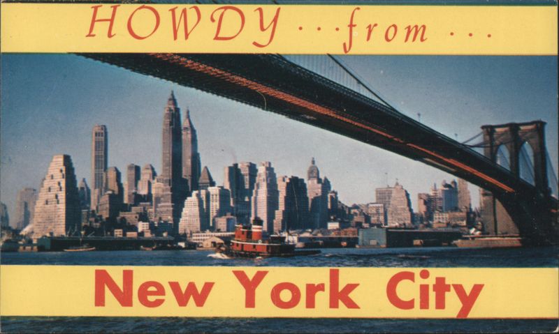 Howdy from New York City, Brooklyn Bridge & Skyline