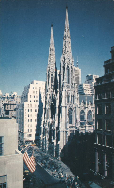 St. Patrick's Cathedral Twin Spires from Fifth Avenue New York