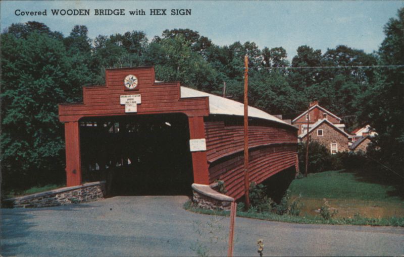 Dreibelbis Station Covered Wooden Bridge with Hex Sign Reading Pennsylvania