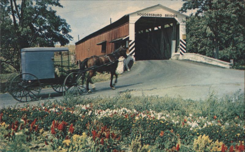 Soudersburg Bridge, Amish Buggy, Amish Country Pennsylvania