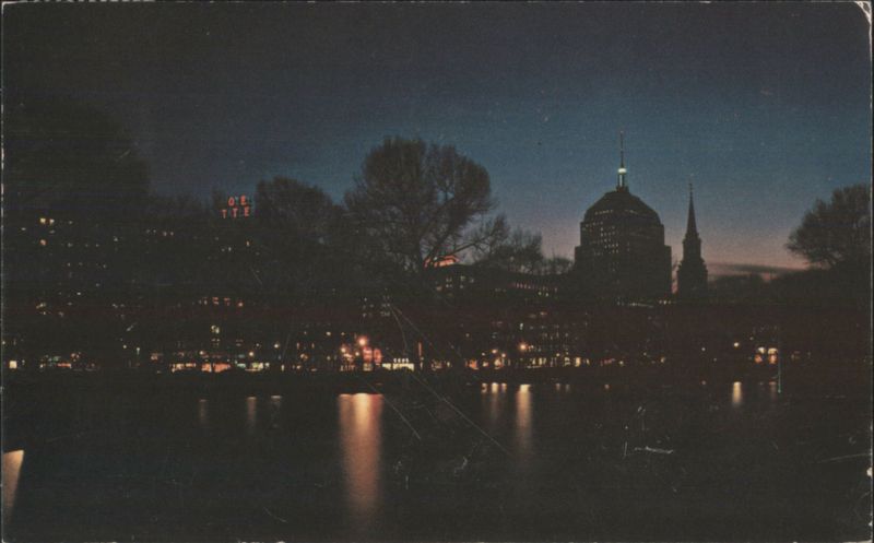 Park Square & Back Bay Skyline at Night, John Hancock Bldg Boston Massachusetts