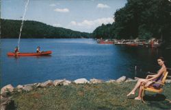 Burden Lake, Averill Park, NY - Canoeing & Relaxing Postcard