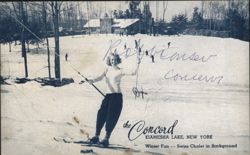 Woman Skiing, The Concord, Kiamesha Lake, NY Postcard