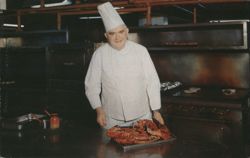 Chef Bob McCarr with Lobsters at Hackney's Restaurant Postcard
