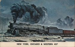 New York, Ontario & Western 457 Steam Locomotive Postcard