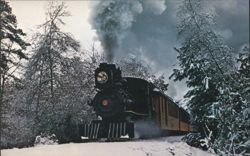 Edaville Railroad Engine No. 3, Snow, Christmas Displays Postcard