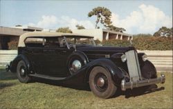 1936 Packard Phaeton V12 - Cars & Music of Yesterday Postcard