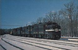 New York Central Alco FA's in Mechanicville Yard, Snow Postcard