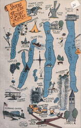 Shores of the Finger Lakes, New York Map Illustration Postcard