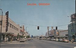 Downtown Street Scene, Salem, OR Postcard