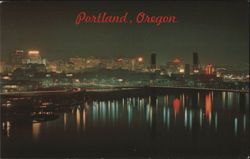 Portland, Oregon Night Skyline, Marquam Bridge Postcard