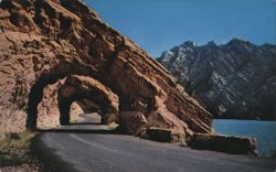 Triple Tunnels, Buffalo Bill Dam, Cody Road to Yellowstone Postcard