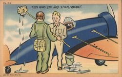 Pilot Washing Plane, 'THIS WAS THE JOY-STICK I MEANT.' Postcard