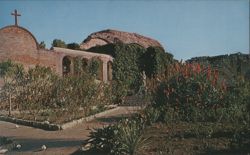 Mission San Juan Capistrano, Bell Wall, Serra Statue Postcard