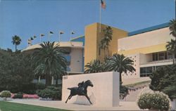 Hollywood Park Clubhouse & Swaps Statue, Inglewood Postcard