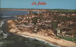 La Jolla California Aerial View, Pacific Ocean Coastline Postcard